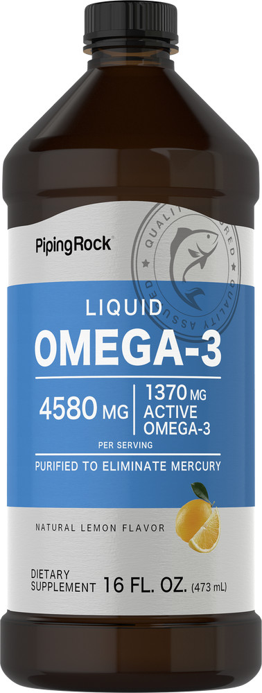 Omega 3 Fish Oil Liquid | 16 Fl Oz | Mercury Free | Non-GMO | by Piping Rock