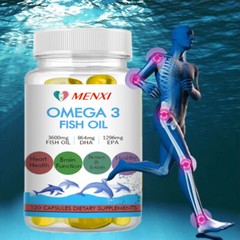 Omega 3 Fish Oil Capsules 3x strength 3600mg EPA & DHA,Highest Potency 60/120pcs