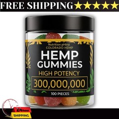 Hemp-Oil Gummies – Vegan – Pain, Sleep, Calm Anxiety Stress -Made in USA – 100ct