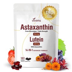 14-in-1 Astaxanthin 24mg & Lutein 40mg Supplements, 180 Softgels, Antioxidant, E