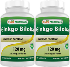 2 Pack Best Naturals Ginkgo Biloba 120 mg 120 Capsules