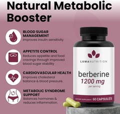 Luma Nutrition Berberine HCL 1200mg – Vegan Glucose Support 60 Capsules