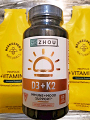 Zhou D3 + K2 Vitamin Supplement 60 Count Exp. 7/27 + $5 FREE Vitamin C!!
