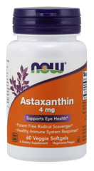 Now Foods ASTAXANTHIN 4mg 60 Softgels Potent Free Radical Scavenger 09/2024EXP