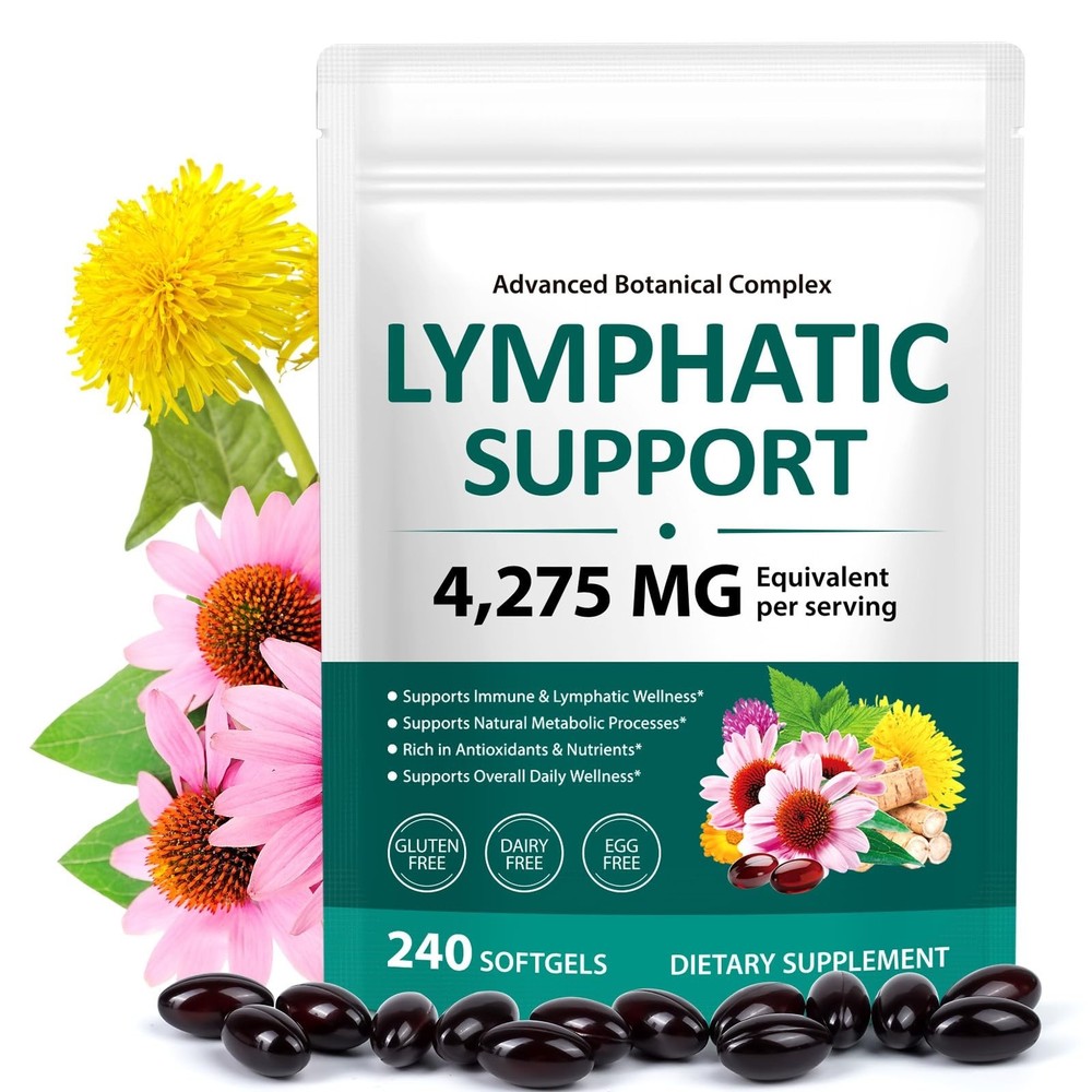 Lymphatic Drainage Supplements, 240 Softgels, Lymph System Support Supplement…