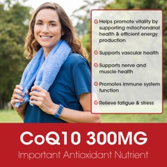 CoQ-10 300mg 240 Softgels Coq10 Capsules Co Q10 Coenzyme Heart Support NON GMO