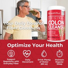 Health Plus Colon Cleanse – Natural Daily Fiber – Gluten Free, Detox, Heart