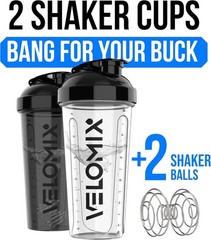 -2 Pack- 28 Oz Protein Shaker Bottles for Protein Mixes – 2X Wire Whisk | Leak P