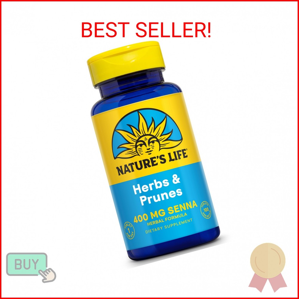 Nature’s Life Herbs & Prunes – Herbal Supplements w/ 400mg Senna Leaves – Daily