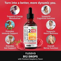 Nusava Vitamin B complex – B 12, B 6 & B 1 + Niacin & Folate – Double pack**