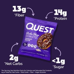 Quest Bake Shop, Chocolate Frosted Donut, Protein Snack, Low Sugar, 4 Count