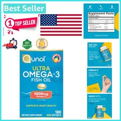 Heart Health Omega-3 Softgels – 1000mg EPA/DHA, Easy Swallow, 3 Supply