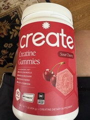Create Creatine Gummies – 1 Lb. – Energy – Muscle -Boost – Sour Cherry Exp:9/27