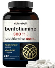 NatureBell Benfotiamine 300mg with Thiamine 100mg Per 240 Count (Pack of 1)