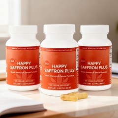 1-3X Happy Saffron Plus, 90 Vegan Capsules with Saffron Extract, Curcumin Zinc &