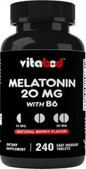 Melatonin 20mg High Potency Natural Sleep Aid Berry Flavor 240 Fast Dissolve TAB
