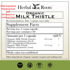 Herbal Roots Milk Thistle Capsules | Extra Strength 80% 60 Count (Pack of 1)