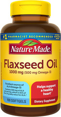Nature Made Flaxseed Oil 1000mg Fish Free Omega 3 Heart Support 100 Softgels