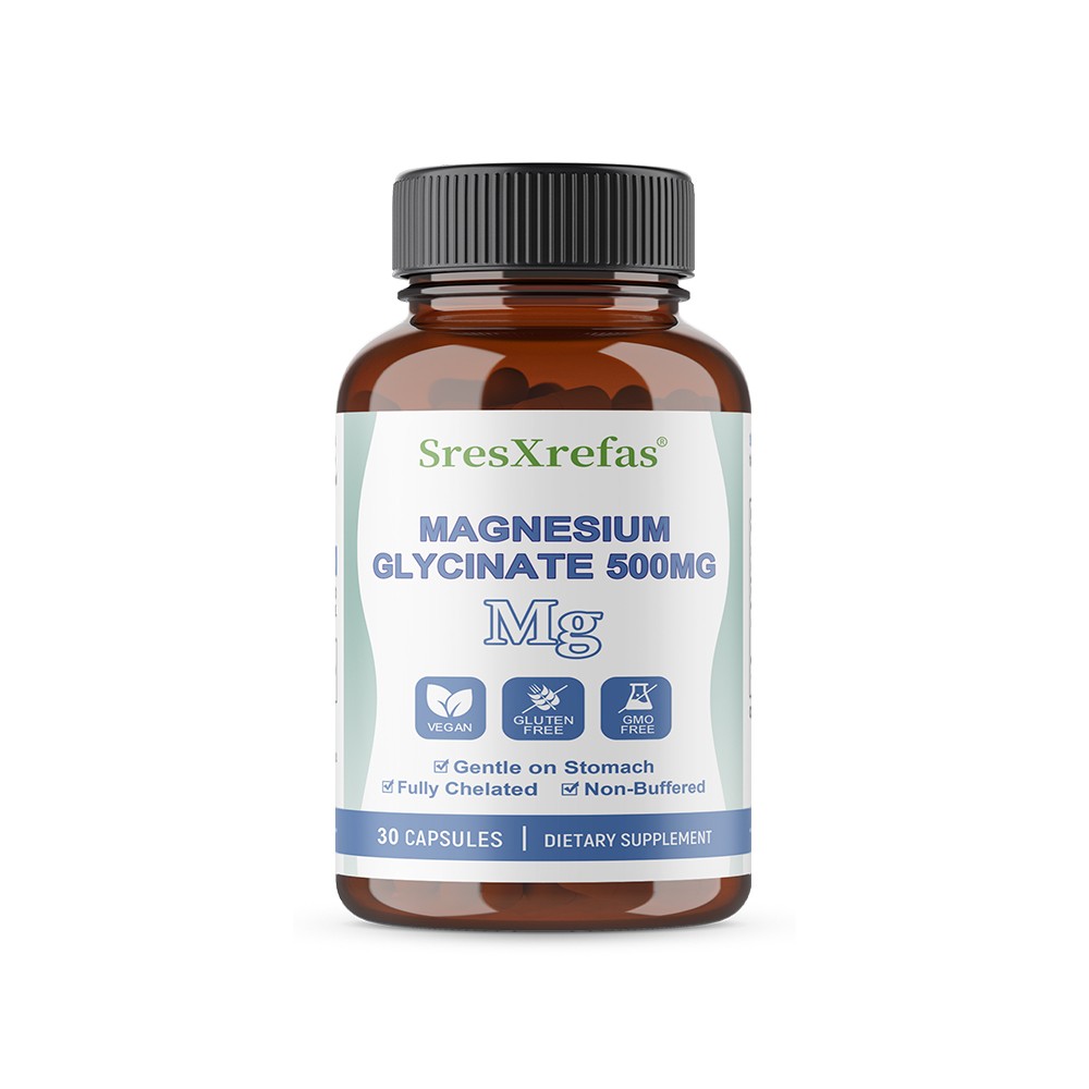 Magnesium Glycinate 500mg Vegan GMO Free Herbal Daily Wellness 30/60/120Capsules