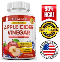 100% Pure APPLE CIDER VINEGAR ACV 3000mg PURE WEIGHT LOSS FAT BURNER Diet Pills