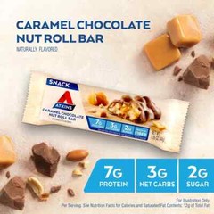 Atkins Caramel Chocolate Nut Roll Snack Bar, Protein Snack, High in Fiber 6/8P