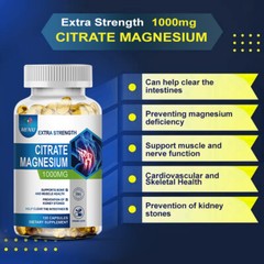 Magnesium Citrate Capsules 1000mg Per Serving – Highest Potency 240 Capsules