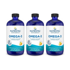 Nordic Naturals Omega-3 Fish Oil, Lemon 16 oz –EXP: July 2026, Pack of 3