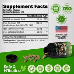 Green Tea Extract – 50% EGCG, Extra Strength 20:1 120 Count (Pack of 1)