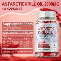 Antarctic Krill Oil 2000mg – Omega 3 EPA, DHA,Astaxanthin- Joints & Heart Health