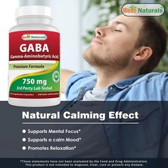 Best Naturals Gaba 750 mg 100 Veggie Caps