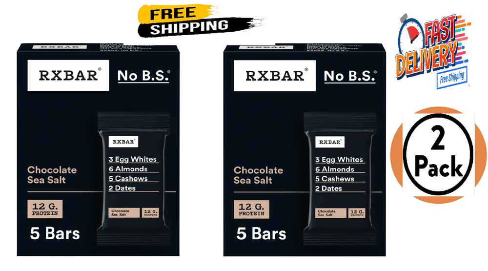 RXBAR Chocolate Sea Salt Chewy Protein Bars Gluten-Free Ready-to-Eat 10 Count