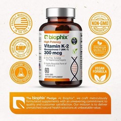 biophix Vitamin K2 MK-7 – 300 mcg 60 Vegetarian Capsules