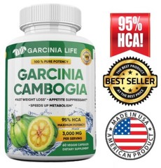 Pure GARCINIA CAMBOGIA 95% HCA Diet Pills Weight Loss Fat Burner 60 Capsule