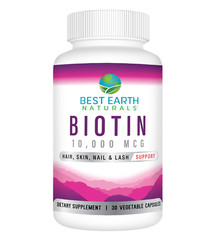 Biotin 10,000 MCG – Hair, Skin & Nail Support – Best Earth Naturals