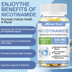 Nicotinamide 500mg | 60/120 Capsules | Non-GMO, Gluten Free | by Amer Don