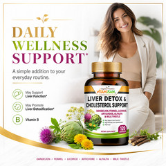 Liver Cleanse & Detox Support Supplement 1600mg with 120 caps + Milk Thistle