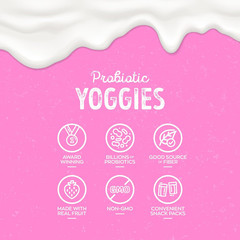 Probiotic Yoggies Multi Pack, 21Oz (Strawberry Yoggies 15X0.7 Oz +Mixed Berry Yo