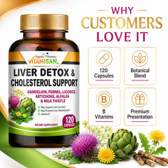 Liver Cleanse & Detox Support Supplement 1600mg with 120 caps + Milk Thistle