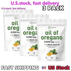 3 Pack Oil of Oregano with Black Seed Oil, 300 Softgels NEW Microingredients.