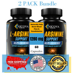L-Arginine, Pre Workout Booster Muscle Building & Energy Supplement -2 PACK