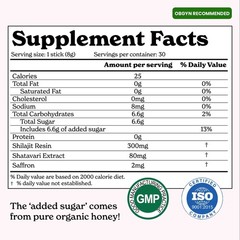 Pure Himalayan She-Lajit Honey Sticks with Organic Honey,Naturally Sweeter 30ct