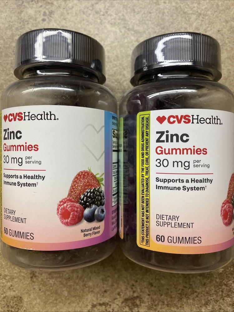 2 CVS Zinc Gummies Mixed Berry Flavor 120 TOTAL!