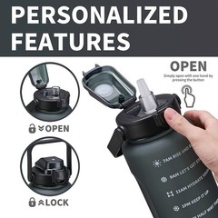 ST-YIBEN 64oz Large Motivational Water Bottle 64 Ounces, 64oz-Matte: Power