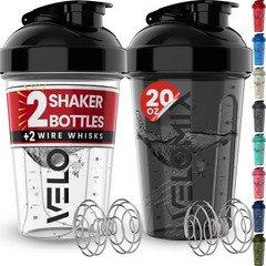 -2 Pack- 20 oz Protein Shaker Bottles for Protein Mixes – 2x Wire Whisk | Lea…