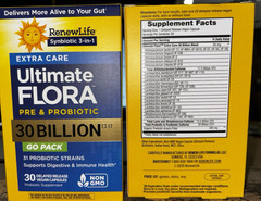 Renew Life Probiotic Ultimate Flora Vegan 30 billion, 30 Capsules, EXP 3/27