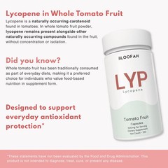 Bloofah Lycopene Tomato Fruit Powder Capsules 500mg | 120 Count | Clean Label.