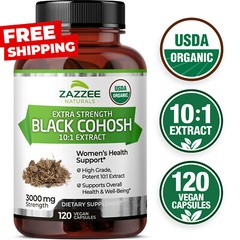 USDA Organic Black Cohosh 10:1 Extract, 3000 mg Strength, 120 Vegan Capsules