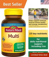 Nutritional Multivitamin Tablets with Iron for Adults – 130 Count, Gluten-Free