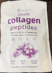 Micro Ingredients Multi Collagen Peptides Powder 16oz – Type I II III V X Unflav