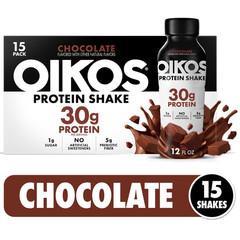 Oikos Protein Shake Chocolate 30g Protein Ready to Drink 15 Pack 12 Fl Oz